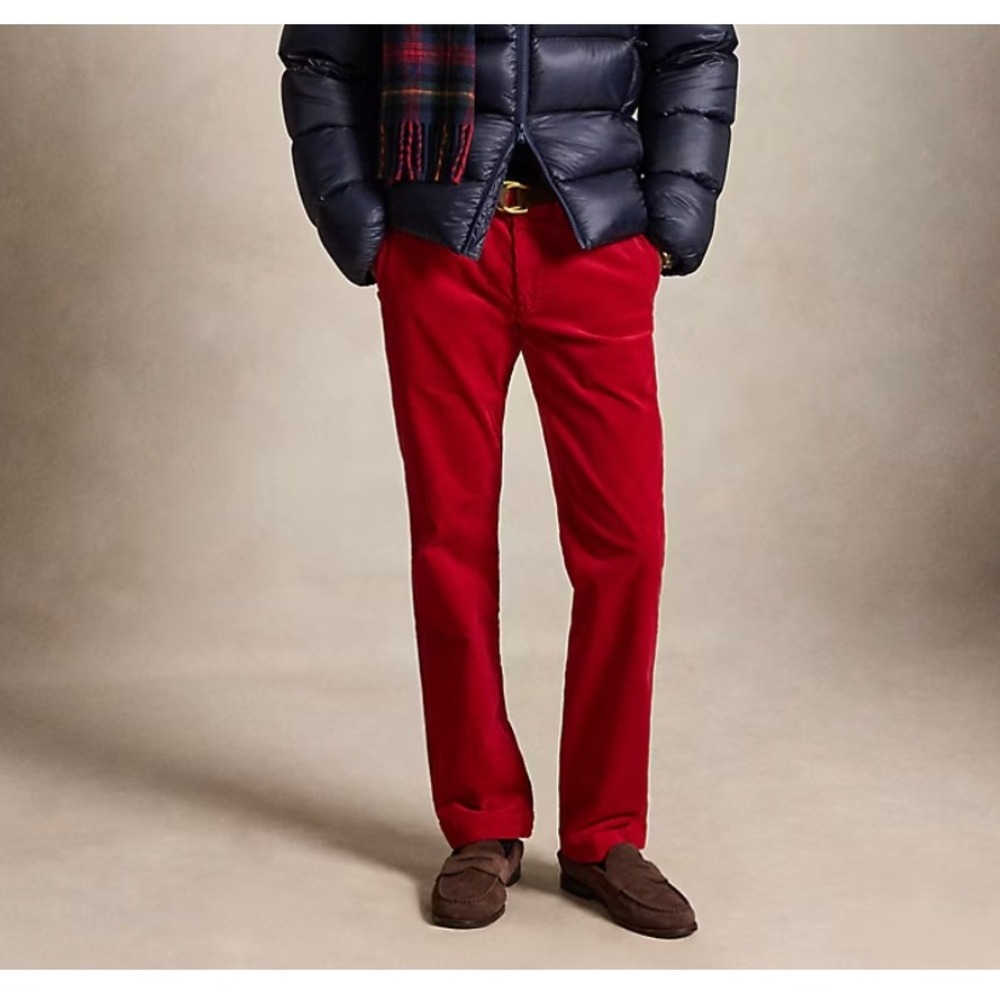 Polo Ralph Lauren The Bedford Red Corduroy Stretch Straight Fit Pants 38x30